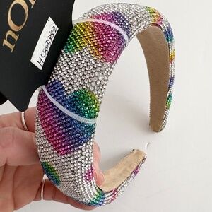 Noir NYC heart rhinestone headband